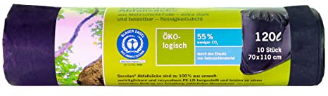 inapa Müllsack/Gartenabfallsack Secolan 120l – ✓extra stark ✓belastbar ✓100% recyclingfähig – 1 Rolle/10 Stück
