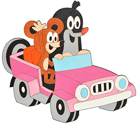 alles-meine.de GmbH Wandbild/Wandtattoo - Der kleine Maulwurf - Pauli - Holz - selbstklebend - Kinderzimmer Deko Bilder Türschild Auto