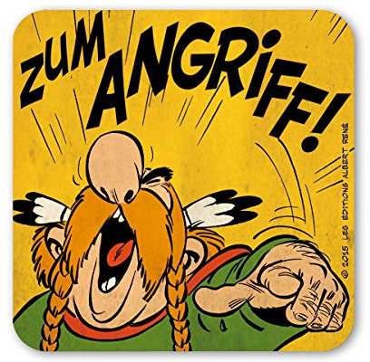 Logoshirt®️ Asterix der Gallier I Zum Angriff I Untersetzer | Kork | 10x10cm | langlebiger Druck | Lizenziertes Originaldesign