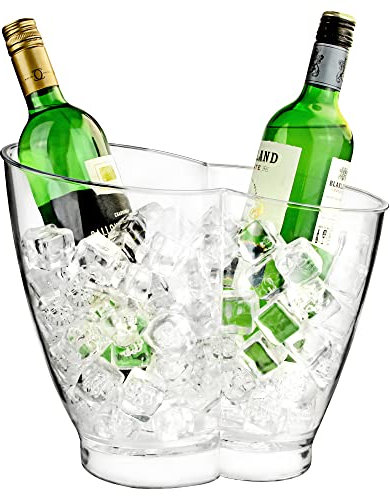 Double Bottle Drinks Pail - Plastic Wine and Champagne Cooler for 2 Bottles