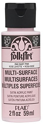 FolkArt Multi-Surface Satin Acrylic Paint, Baby Pink, 59 ml (Pack of 1)