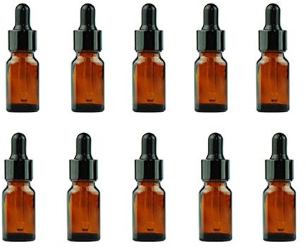 12 Bernsteinfarbene Glasflaschen ätherisches Öl Flaschen Gläser Nachfüllbar Make-up kosmetische Probe Flasche Container mit Glas-Pipetten für ätherische Öl Aromatherapie verwenden (10ml)