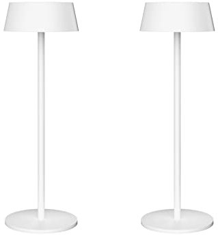 K-Bright Dimmbare LED-Akku-Schreibtischlampe,2er-Pack Wiederaufladbare Warme Lichtfarbe 3000K Wasserdichte Innen-Außen-Schreibtischlampe Designer Ladestation Weiß