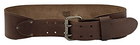 Hide & Drink, Gewichthebergürtel mit Doppelzinken (7,6 cm breit) für Damen und Herren, Größe (78,7 cm bis 96,5 cm), funktionelle Fitness, Vollnarbenleder, handgefertigt, Bourbon Brown