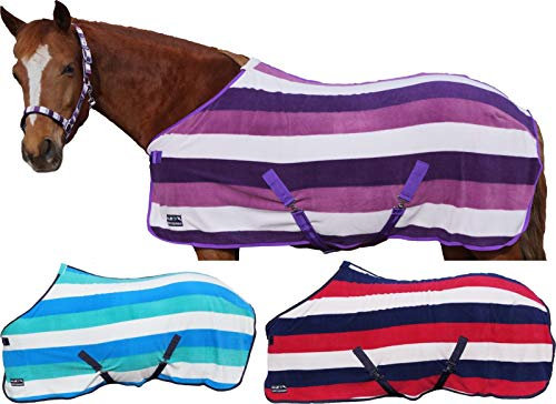 HKM 4057052373008 Abschwitzdecke -Fashion Stripes- Mit Kreuzgurt8055 Indigo/Off White/Weinrot115