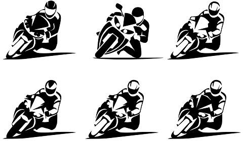 Motorradaufkleber 6er Set Sticker Aufkleber für Motorrad Auto Biker Bike Folie selbstklebend Design (Schwarz Matt K022)