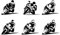 Motorradaufkleber 6er Set Sticker Aufkleber für Motorrad Auto Biker Bike Folie selbstklebend Design (Schwarz Matt K022)