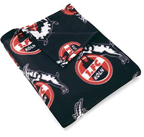 1. FC Köln Fleecedecke - Logo Allover - Kuscheldecke, Sofadecke, Decke - Plus Lesezeichen I Love Köln