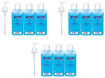 9x Bode Desinfektions-Set, 500 ml Sterillium® Händedesinfektionsmittel + je 1x original Dosierpumpe …