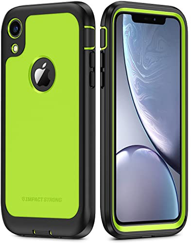 ImpactStrong for iPhone XR Case, Full Body Heavy Duty Protective Case Full Body Cover (2X Glass Screen Protector Included) - Lime Green