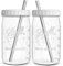 Lot de 2 gobelets réutilisables à large ouverture avec couvercles et pailles argentées pour smoothie, boba, thé bulle, 950 ml