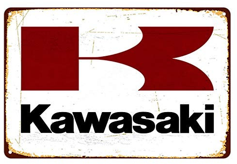 KENSILO Targa in metallo vintage Kawasaki Decorazione da parete chic per casa, cortile, bar, hotel, caffetteria, pub, 20,3 x 30,5 cm