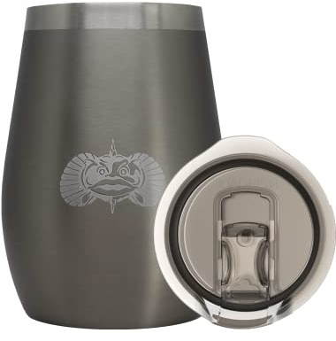 Toadfish Non-tipping 10oz Double Wall Insulated Stainless Steel Stemless Travel Wine Tumbler w/Easy Slide Lid - Graphite
