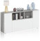 Habitdesign Aparador 3 Puertas, Buffet para salón, Armario Auxiliar, Modelo Loira, Acabado en Gris Cemento y Blanco Artik, Medidas: 150 cm (Ancho) x 76 cm (Alto) x 41 cm (Fondo)