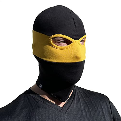 PGwear Sturmhaube in schwarz gelb gestreift I Maske Balaclava Beanie I Ultras Hooligans Ski Motorrad