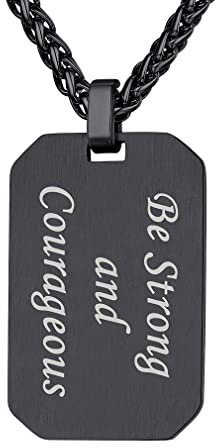 Custom4U Placa Militar Negra Acero Inoxidable 316L Collar Personalizado Hombre Textos Grabados Regalo Cumpleaños Joyeria DIY