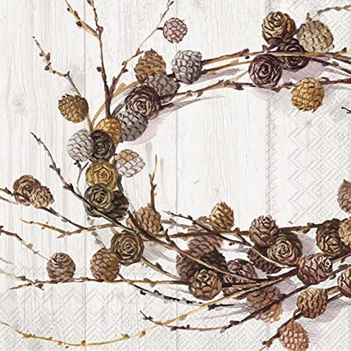 IHR Ideal Home Range - Papierservietten LOUISE cream 20 St. Cocktail-Servietten 25 cm x 25 cm