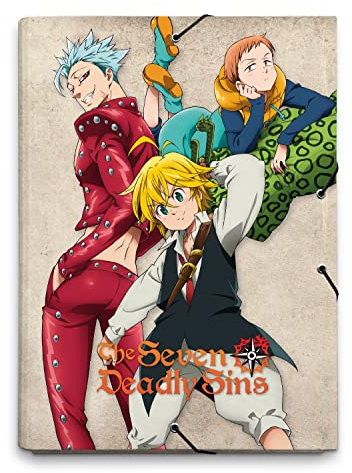 Grupo Erik Mappe A4 Premium - Sammelmappe A4 - The Seven Deadly Sins Dokumentenmappe A4 mit Gummizug - Heftmapppe A4 Schule Zubehör Heftbox A4 Schulranzen Eckspanner Ordnungsmappe Kawaii Schulsachen