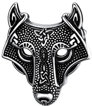 U7 Wikinger Wolfskopf Brosche Männer Edelstahl Keltische Knoten Anstecknadel Nordische Abzeichen Corsage Brosche Gotik Punk Pin Zubehör für Anzug Mantel Hemd Accessories für Weihnacht