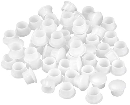 sourcing map Screw Hole Plugs, 10mm(25/64) Dia PP Snap in Shelf Button Flush Type Caps for Furniture Cabinet Cupboard, White 120 Pcs