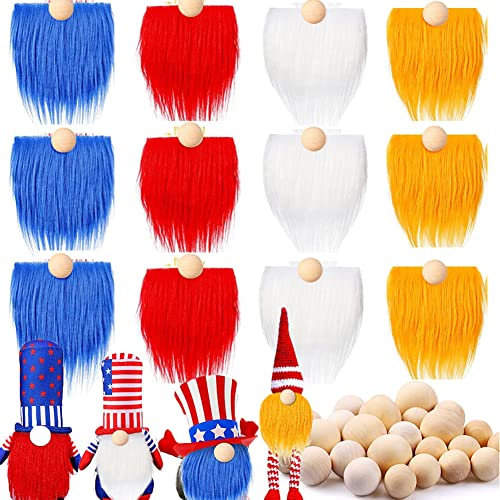 24 Stück Ostern Weihnachten Deko Wichtel Bart Holzkugel Set,Wichtel Bart Vorgeschnittener Zum Basteln,Handgemachter GNOME Zwergenbart Kunstpelzstoff,Wichtel-Bart Für Weihnachten Cosplay Partyzubehör