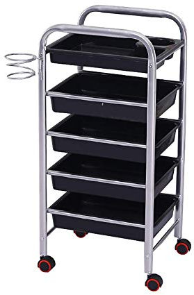 AUNEVN Almacenamiento Mano Camiones, Cocina Movable Trolleys, 5 Nide Salón de Belleza con Cajones, Tenedor de Metal, Trolley Rolling Spa,