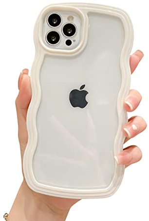 Ownest Compatible with iPhone 14 Pro Max Case Cute Curly Simple Wave Phone Case Aesthetic Bumper for Girls Women Soft Protective Phone Cover for iPhone 14 Pro Max-White