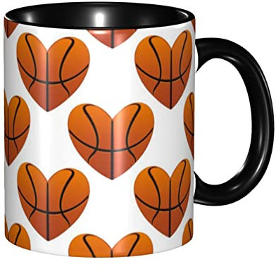 RFSHOP Mug Cup,Basketball Heart Shape Mugs,Ceramic Tea Cup Coffee and Hot Chocolate Cups for Home Office 11 Oz