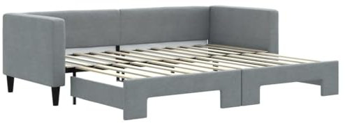 vidaXL Tagesbett Ausziehbar Hellgrau 80x200 cm Stoff