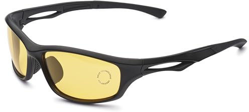 A-VISION Nachtsichtbrille für Autofahrer mit Stärke -1.50, Kurzsichtig Nachtfahrbrille - Unisize & Unisex - Polarisiert - Stark Rahmen - mit Etui - Ideal als Nachtbrille zum Autofahren & Outdoor