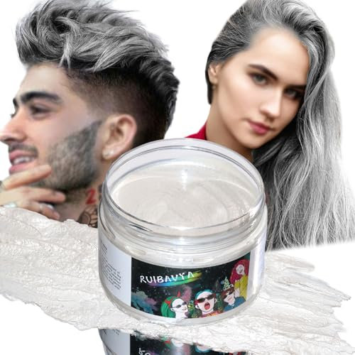 Temporäre Haarfarbe Wachs Weiß Natürliches Haarfärbewachs für Männer und Frauen Auswaschbare Haarfarbe Wachs DIY Haarfärbemittel Wachs für Halloween Weihnachtstag Partys Cosplay