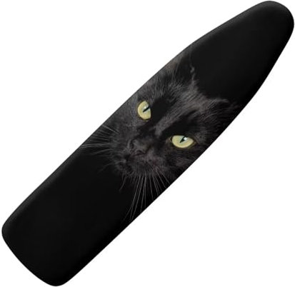 KUIFORTI Black Cat Ironing Board Cover and Pad,Washable Iron Board Cover Replacement Dust Cover Iron Board Protector Cover Table Cloth Animal Print Ironing Board Cover Elastic Straps X-Large Size