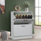 Shoe Storage Cabinet for Hallway Shoe Storage Organiser with 2 Drawer Shoes Rack 2 Tier Storage Cabinet Freestanding Footwear Stand for Hallway, Entryway, Living Room, Light Grey, 60W x 24D x 80H cm