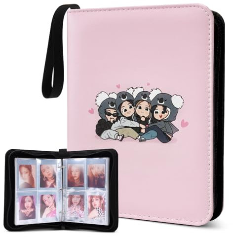 Swico Remado Kpop Merch Photocard Binder Cute 400 Pockets Photocard Holder Book with Sleeves Black and Pink Gift for Blink