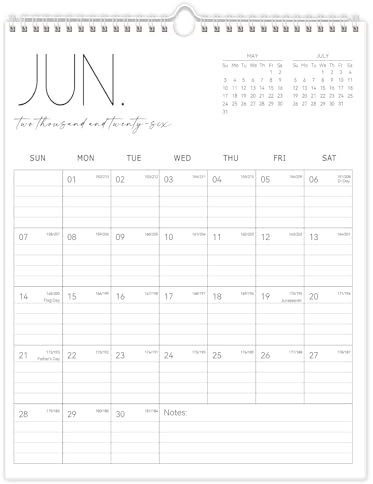 Guasslee Wall Calendar 2026-2027, Vertical Calendar Wall 2026, Jun. 2026-Dec. 2027, 19-Month Paper Calendar Spiral Bound, Monthly Planner Wall for Office School Home Easy Organizing, 14” X 11”