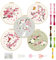 FREEBLOSS 5 Set 8'' Kirschblüten Sticksets, Kreuzstich Set Mit Gestempeltem Kirschmuster, Kirsch Stickset Für Anfänger, Anleitung Enthalten, Stick Starter Set Für Erwachsene