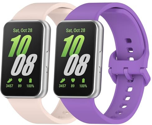 CHULN 2 Correas de Silicona Compatibles con Samsung Galaxy Fit 3 Correa, Correa Deportiva para Samsung Galaxy Fit 3 Correas Bandas de Repuesto Bandas de Reloj Fitness