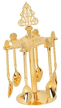 Zerodeko 1 Set European Style Spoon Rack Kitchen Mixing Spoons Kitchen Spoons Restaurant Teaspoons Ice Tea Spoons Storage Holder Spoons with Holder Cake Spoons Kitchen Utensils