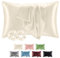 BEDELITE Satin Kissenbezug 50x80 Beige - Kopfkissenbezug 2er Set Weich wie Seidenkissenbezug 50 x 80 Sommer mit 2 Haargummis für Haar und Haut, Similar to Silk Pillowcase Pillow Cover