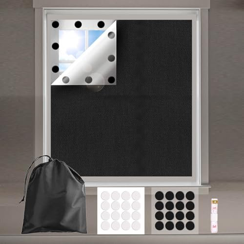 PUWOWYE Tessuto Oscurante per Finestre, 150x130cm Tessuto Termico Isolante Caldo, Nero Tende Oscuranti per Finestre per Finestre, per Lucernari, Camera