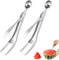 2 Piezas Tenedor Corte Sandia, Acero Inoxidable 3 en 1 Cortador de Frutas Herramienta para Cortar Sandía Multifuncional Melón Cuchillo para Sacar Frutas Portátil Hogar Cocina Fiesta Camping