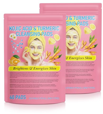 Coussin Nettoyant À L'Acide Kojique Et Au Curcuma, 2 Paquets Coussin En Mousse Exfoliante Au Curcuma Avec Panthénol Vitamine B5, Coussin Réparateur Pour Le Visage Et Le Corps,Gommage Des Taches Noires