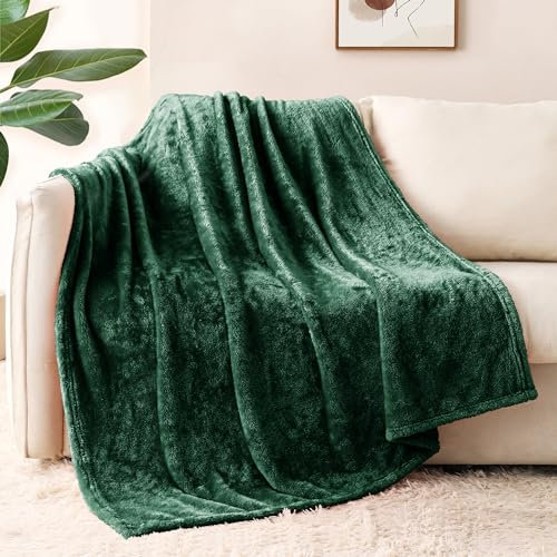 Whale Flotilla Coperta Morbida in Pile, Calda Coperta per Divano, Letto, Soffice e Accogliente, 130 x 170 cm, Verde Scuro