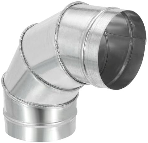 PATIKIL 6 OD 90 Grados Conector de Tubo de Codo Conector de Tubo de Conducto de Ventilación de HVAC Chimenea de Escape de Tubo de Chimenea de Hierro Galvanizado