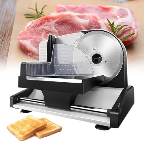 pealiritansemen 200 W Electric Meat Slicer, Commercial Beef Lamb Slicer, 190 Mm Stainless Steel Removable Blade, Bread Slicer Machine, For Dessert Shops, Restaurants, Parties