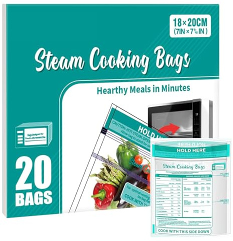 Microwave Steamer Bags 20×Zipper Steam Cooking Bags for Fresh Vegetables Potatoes and Meat Fast Easy Way to Cooking-Medium size (20Bags)