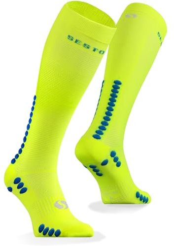 sesto senso Kompressionsstrümpfe Sport Gelb Neon Hohe Sportsocken Wadensocken Laufsocken 43-46 Yellow