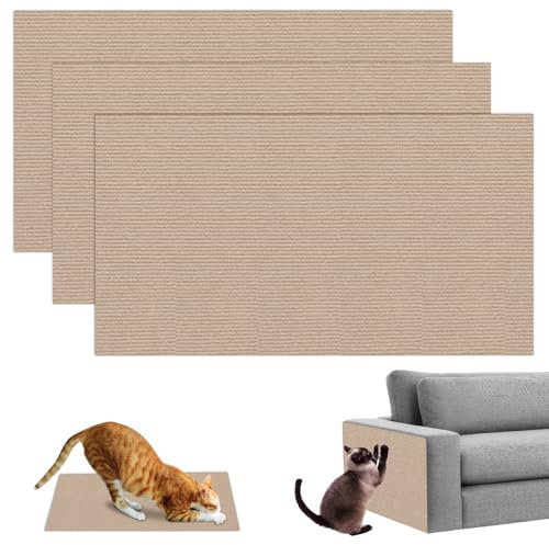 GOEDCH 3 Piezas DIY Climbing Cat Scratcher: 30 X 100 cm Autoadhesivo Alfombra Rascador para Gatos, Protector Sofa Gatos Arañazo para Protección de Alfombras Sofá Protección de Muebles