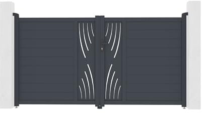 Casanoov Doppelflügeltor aus Aluminium 3m VELETA H.160cm grau