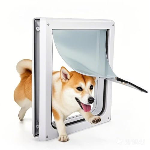 PAWISE 2 Way Dog Door, Lockable Dog Flap with Flexible Transparent Flap Solid Design & Easy Installation (30x36CM)
